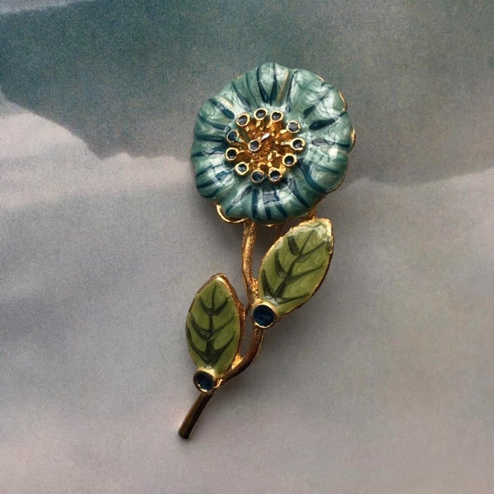 vintage hand painted enamel flower pin